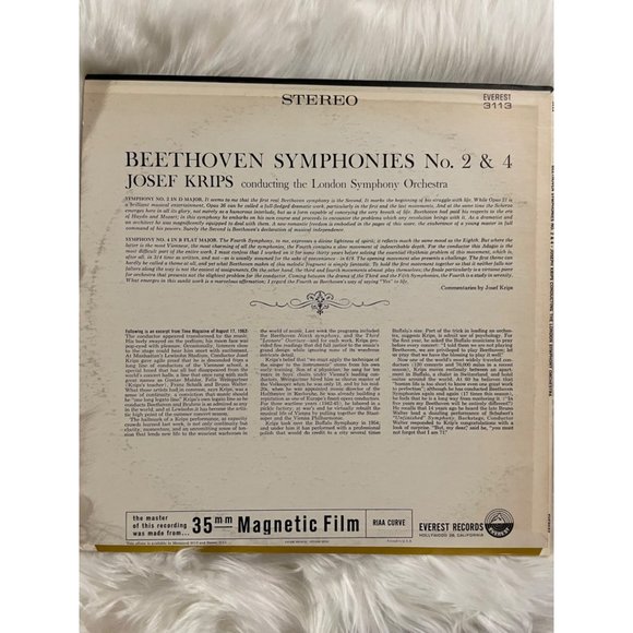 Classical Vinyl Beethoven Symphonies No. 2 and 4 Josef Krips Conducting London S - Picture 7 of 11